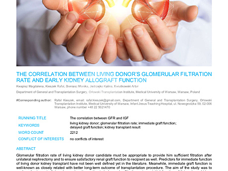 MEDtube Science 2018 - The Correlation Between Living Donor’s Glomerular Filtration Rate and Early Kidney Allograft Function