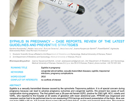 MEDtube Science 2018 - Syphilis in Pregnancy – Case Reports, Review of the Latest Guidelines and Preventive Strategies
