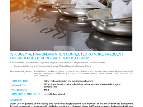 MEDtube Science 2017 - Is Kidney Retransplantation Connected to More Frequent Occurrence of Surgical Complications?