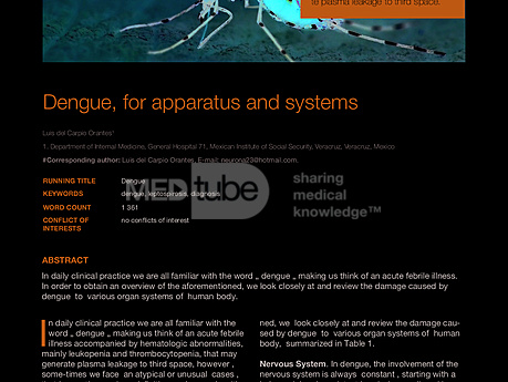 MEDtube Science 2015 - Dengue, for apparatus and systems
