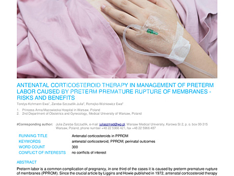 MEDtube Science 2016 - Antenatal Corticosteroid Therapy in Management of Preterm Labor Caused by Preterm Premature Rupture of Membranes – Risks and Benefits