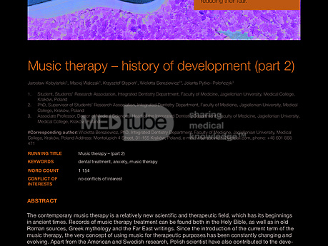 MEDtube Science 2015 - Music therapy – history of development (part 2)