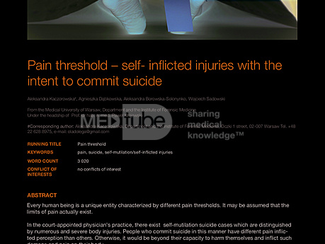 MEDtube Science 2015 - Pain threshold – self- inflicted injuries with the intent to commit suicide