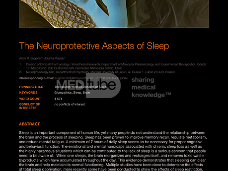 MEDtube Science 2015 - The Neuroprotective Aspects of Sleep