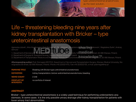 MEDtube Science 2014 - Life – threatening bleeding nine years after kidney transplantation with Bricker – type ureterointestinal anastomosis