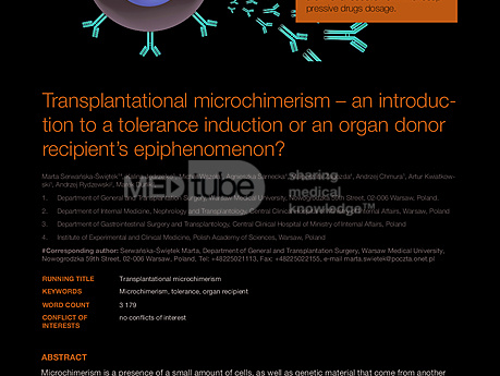 MEDtube Science 2015 - Transplantational microchimerism – an introduction to a tolerance induction or an organ donor recipient’s epiphenomenon?