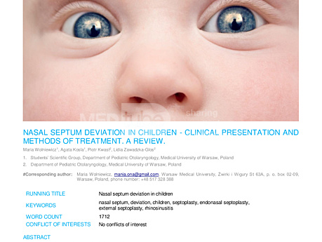 MEDtube Science 2017 - Nasal Septum Deviation In Children – Clinical Presentation And Methods Of Treatment. A Review