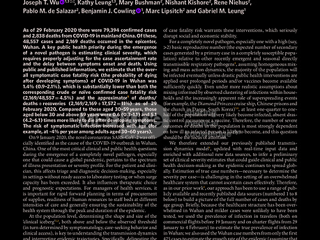 Estimating Clinical Severity of COVID-19 From the Transmission Dynamics in Wuhan