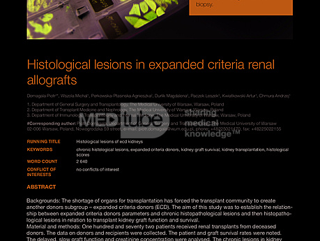 MEDtube Science 2014 - Histological lesions in expanded criteria renal allografts