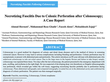 Necrotizing Fasciitis Due to Colonic Perforation after Colonoscopy; A Case Report