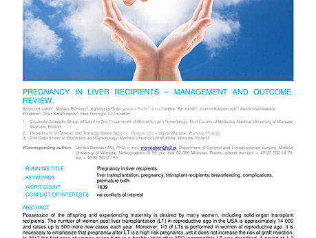 MEDtube Science 2017 - Pregnancy In Liver Recipients – Management And Outcome. Review
