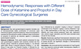 Hemodynamic Responses with Different Dose of Ketamine and Propofol in Day Care Gynecological Surgeries