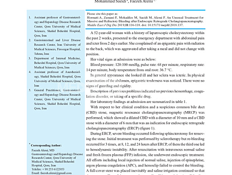 An Unusual Treatment for Massive and Refractory Bleeding after Endoscopic Retrograde Cholangiopancreatography