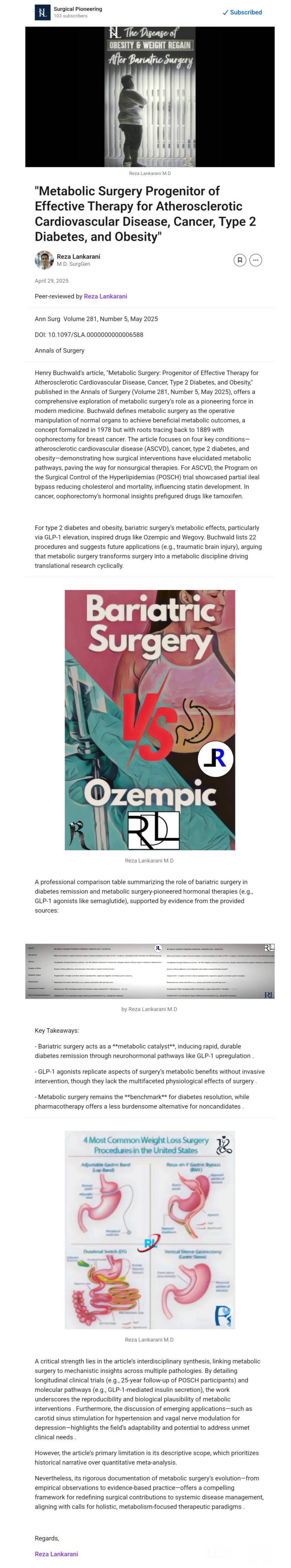 Metabolic Surgery Progenitor of Effective Therapy for Atherosclerotic Cardiovascular Disease, Cancer, Type 2 Diabetes, and Obesity