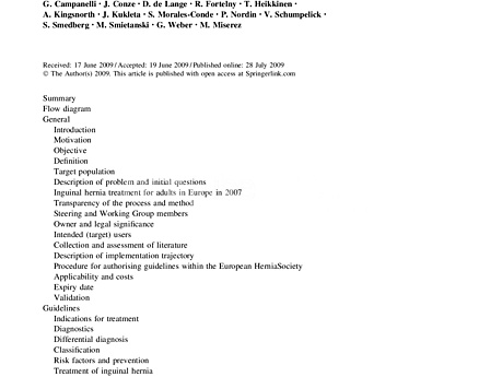 European Hernia Society Guidelines on the Treatment of Inguinal  Hernia in Adult Patients