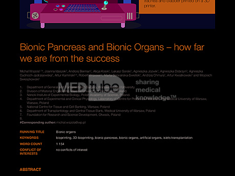 MEDtube Science 2015 - Bionic Pancreas and Bionic Organs – how far we are from the success