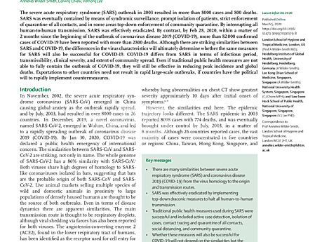 Can we Contain the COVID-19 Outbreak with the Same Measures as for SARS?