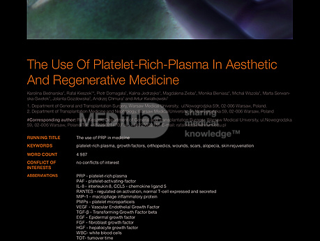 MEDtube Science 2015 - The Use Of Platelet-Rich-Plasma In Aesthetic And Regenerative Medicine