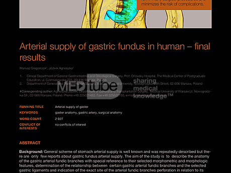MEDtube Science 2015 - Arterial supply of gastric fundus in human – final results