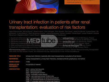 MEDtube Science 2014 - Urinary tract infection in patients after renal transplantation: evaluation of risk factors