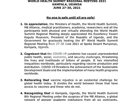 Kampala Declaration on COVID-19 Vaccine Equity - June 2021