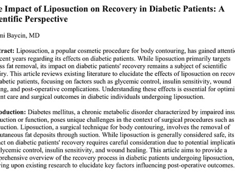 The Impact of Liposuction on Recovery in Diabetics