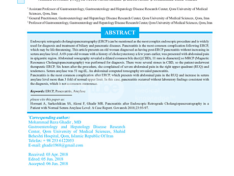 Pancreatitis after Endoscopic Retrograde Cholangiopancreatography in a Patient with Normal Serum Amylase Level: A Case Report