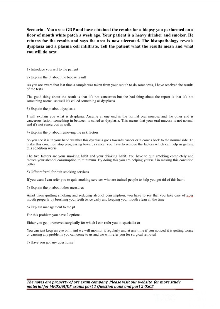 MFDS Osce (Exam Sample)