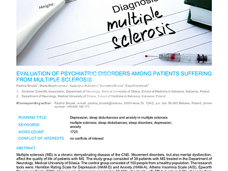 MEDtube Science 2018 - Evaluation of Psychiatric Disorders Among Patients Suffering From Multiple Sclerosis