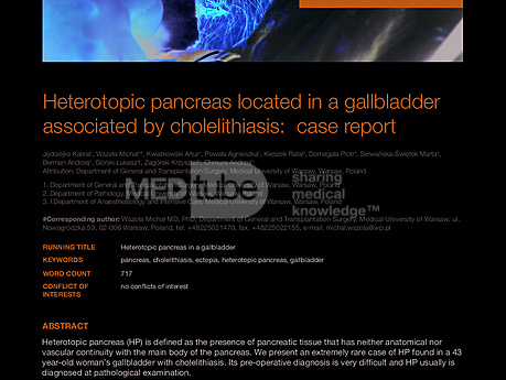 MEDtube Science 2015 - Heterotopic pancreas located in a gallbladder associated by cholelithiasis - case report