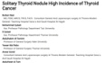 Solitary Thyroid Nodule High Incidence of Thyroid Cancer