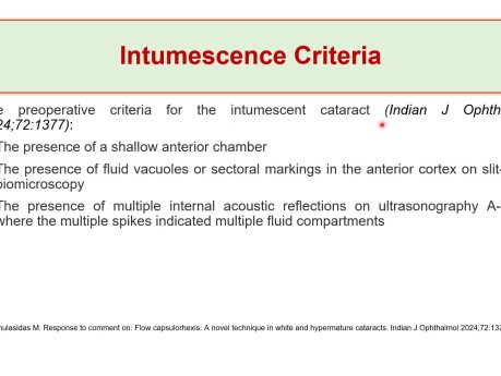 Perioperative Assessment of Intumescent Cataract How to Prevent Argentinian Flag Sign