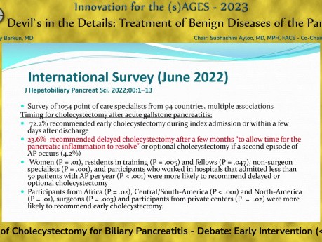 Timing of Cholecystectomy for Biliary Pancreatitis - Debate: Early Intervention