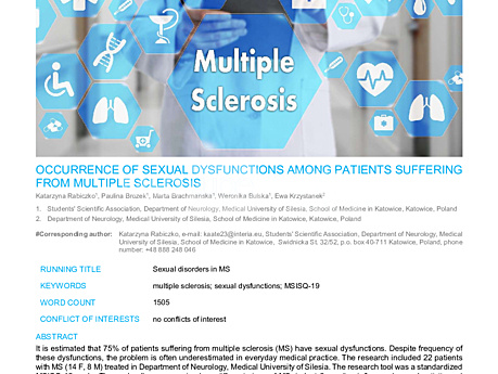 MEDtube Science 2018 - Occurrence of Sexual Dysfunctions Among Patients Suffering From Multiple Sclerosis